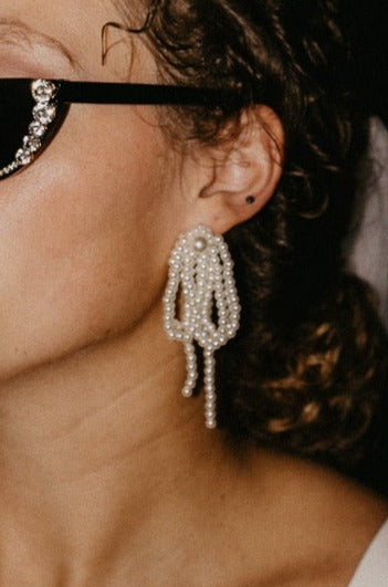 Slouchy Pearl Bow Earrings